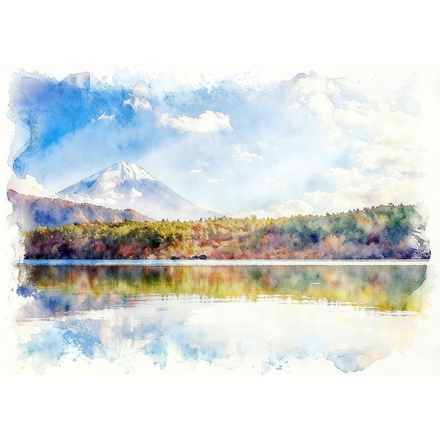 絵画 日本 富士山 インテリアアート額付き 水彩画・油絵風 WAT0052