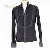 社交ダンス 衣装 タカダンス TAKADANCE シャツ ブラウス トップス メンズ 男性 黒 レース ラテン ダンス パーティ ブラック発表会 長袖 襟 ジャズ ブラック系 流行 トップス デザイン おしゃれ パーティー衣装 ストレッチ 結婚式 ダンス用 メンズシャツ 襟付き ブラックダンス 衣装セット フォーマル コスチューム 軽量