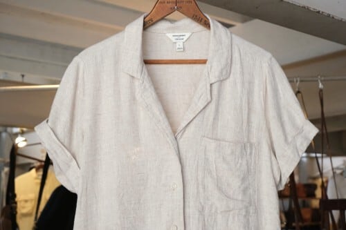 【BANANA REPUBLIC】Open-collar Linen Shirt BANANA REPUBLIC natural linen rayon open collar | GARYO
