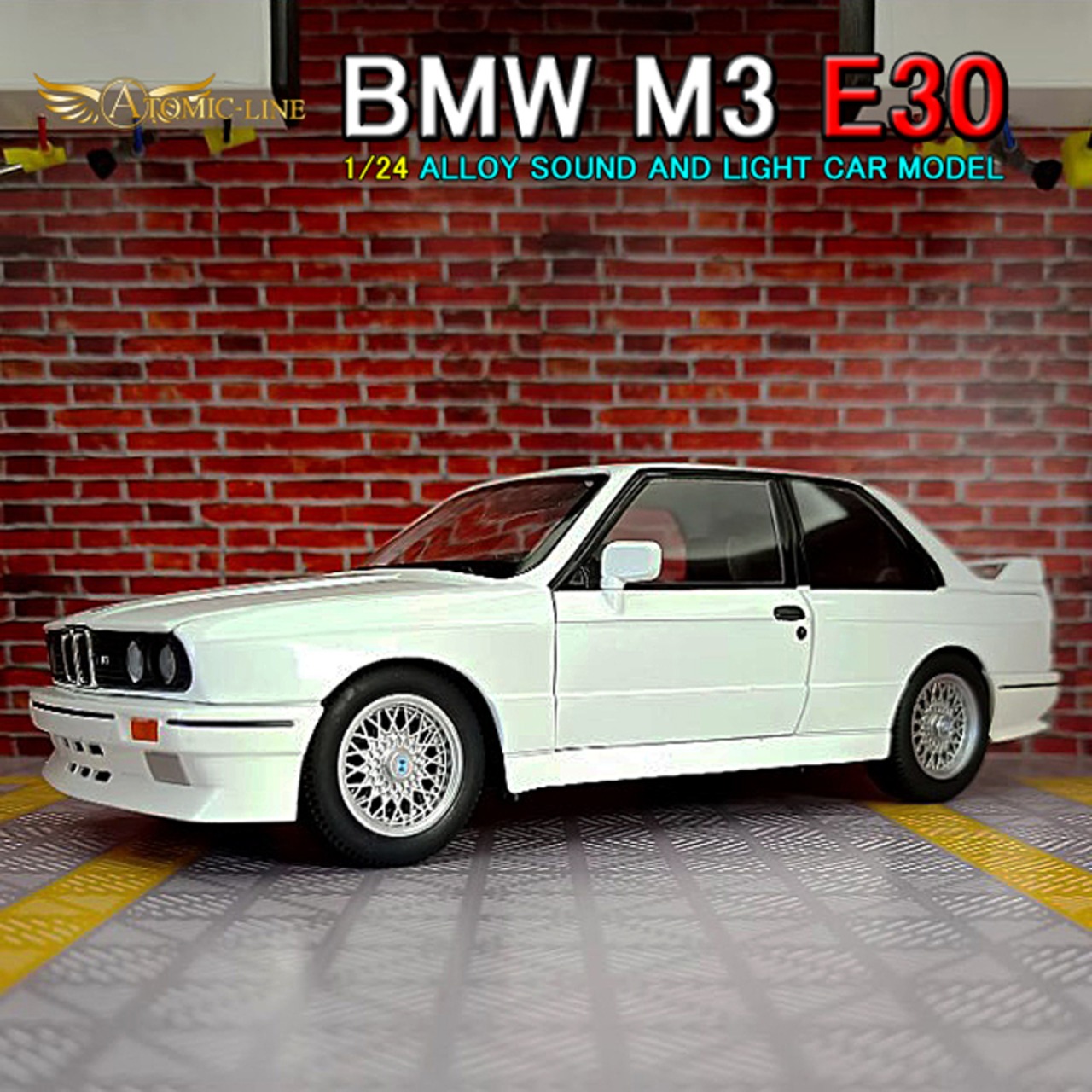 BMW M3 E30 クーペ 1/24 ミニカー 全4色 ライト点灯 エンジンサウンド 合金モデル 模型 ジオラマ