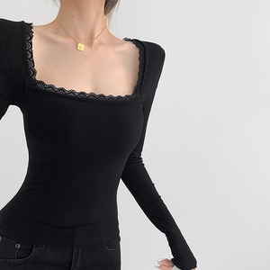square lace neck bottoming top la1188