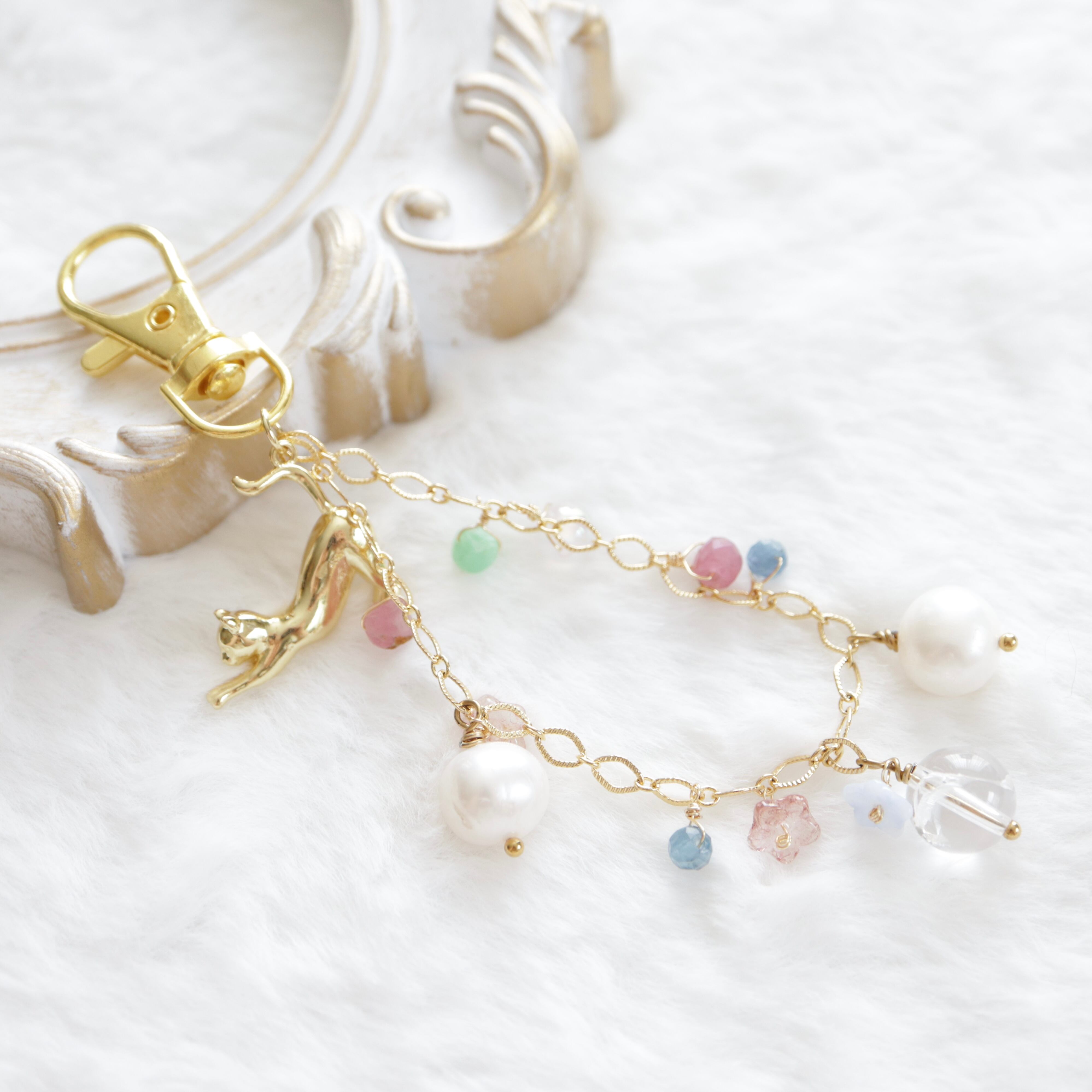 数量限定 紫陽花とにゃんこのキーチャーム