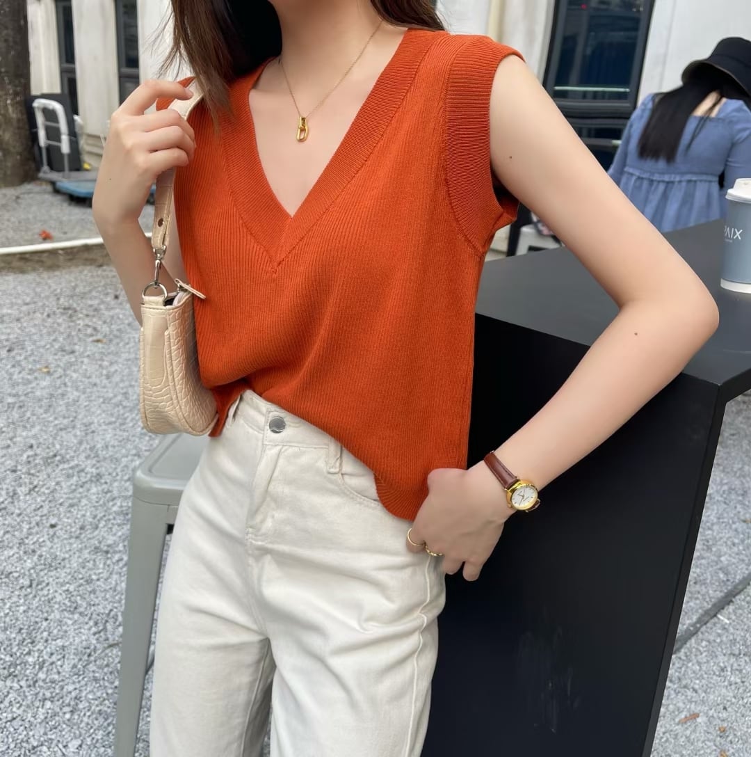 Vネックノースリーブニット　AJ1050-3026