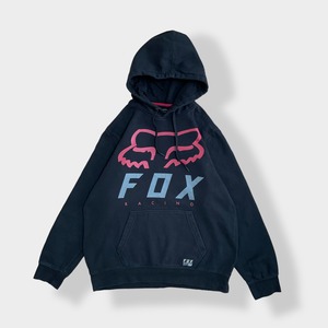 【FOX RACING】ロゴ プリント マウンテンバイク モトクロス　MX BMX MTB パーカー スウェット フーディー hoodie プルオーバー L us古着