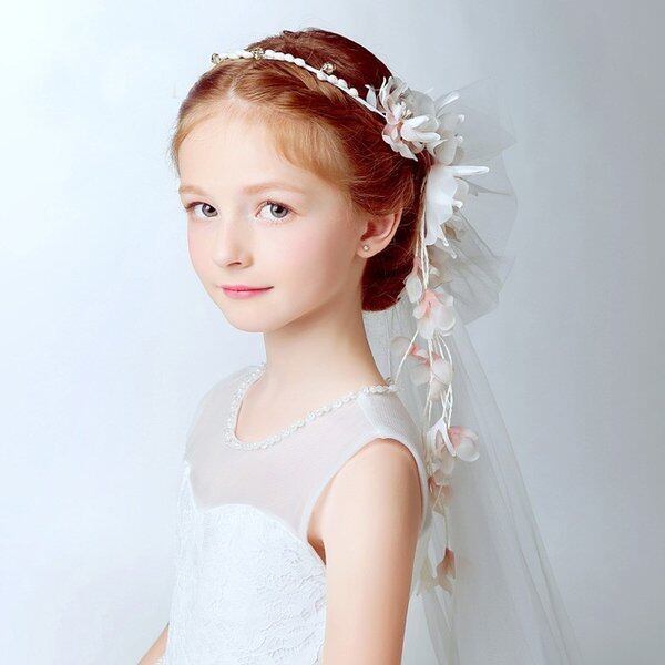 子ども用フラワーティアラ 花の冠 ヘアバンド 子供用 フォーマル 髪飾り ヘアアクセサリー キッズ 結婚式 ウェディング 発表会 入園式 卒園式 ホワイト Elegant