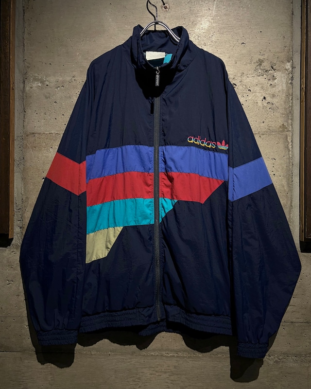 【Caka】80's “adidas” Color Switching Design Vintage Loose Nylon Jacket
