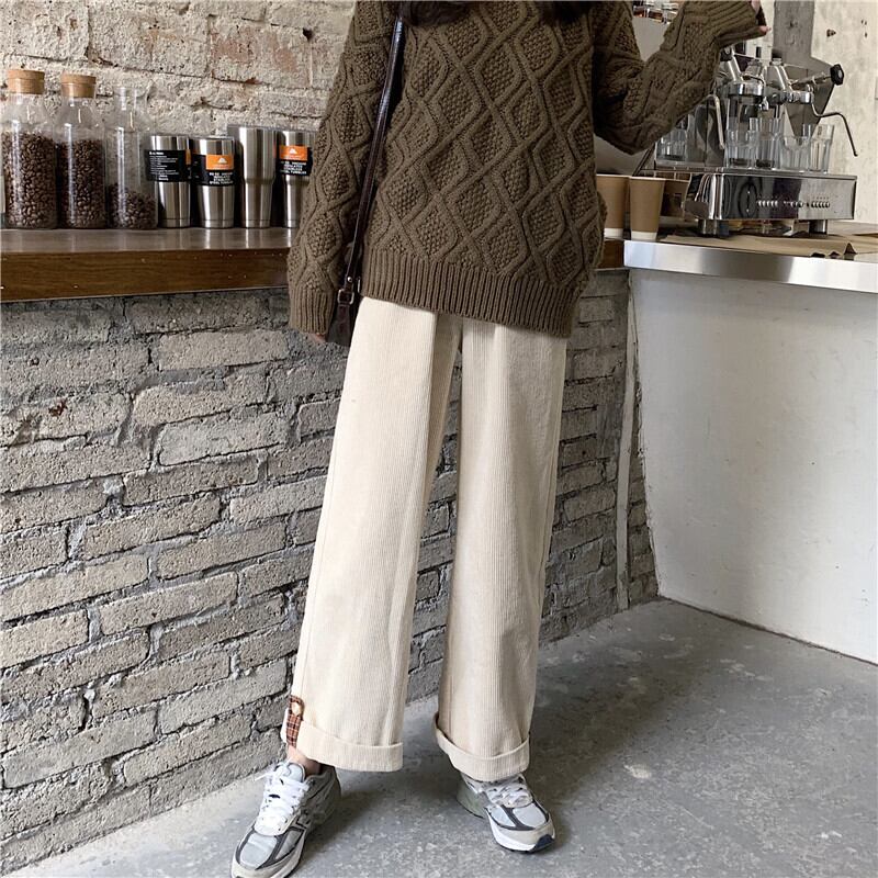 コーデュロイ ドレープ ワイドレッグ パンツ ゆったり ワークパンツ | easyvit.com