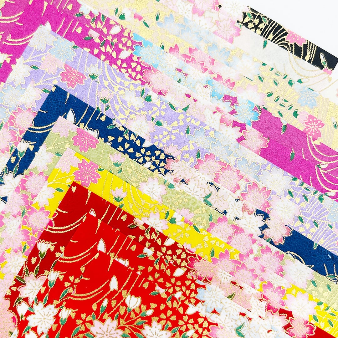 【御専用】おめちゃん　宿り紙作品 手捺染友禅おりがみ：流水桜 | 和紙専門店 ペーパーギャラリー紙遊