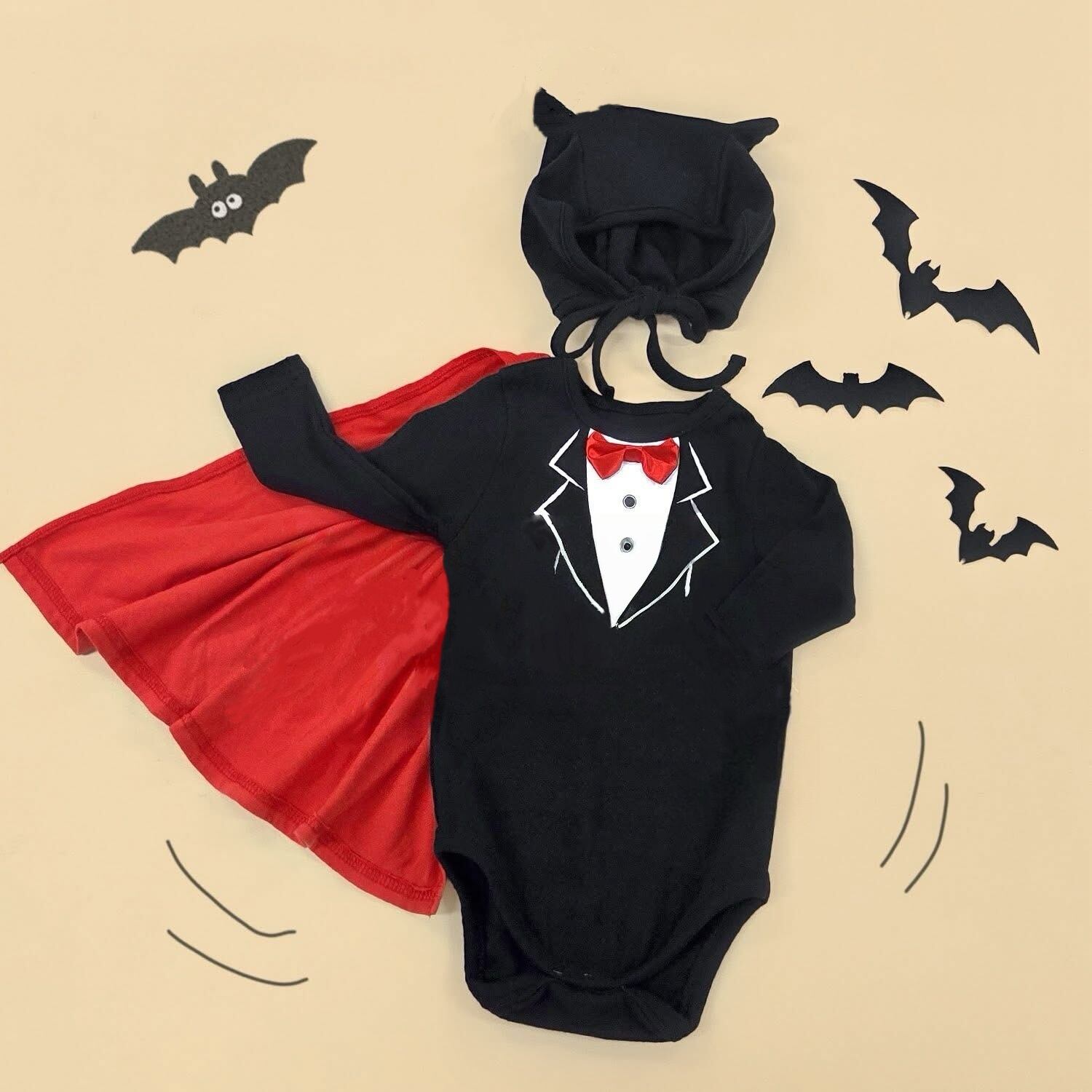 ,ベビー男の子ハロウィンココーモリスチューム 帽子マント付き パーティー イベント 写真撮影 lwb0083