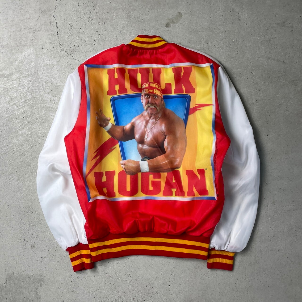 90年代 USA製 WWF HULK HOGAN サテンスタジャン メンズL相当 古着 90s