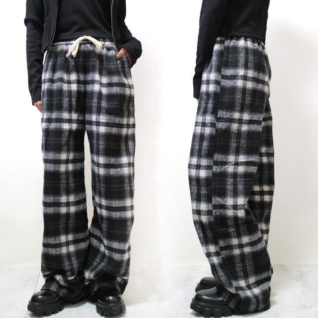 起毛チェックイージーパンツ