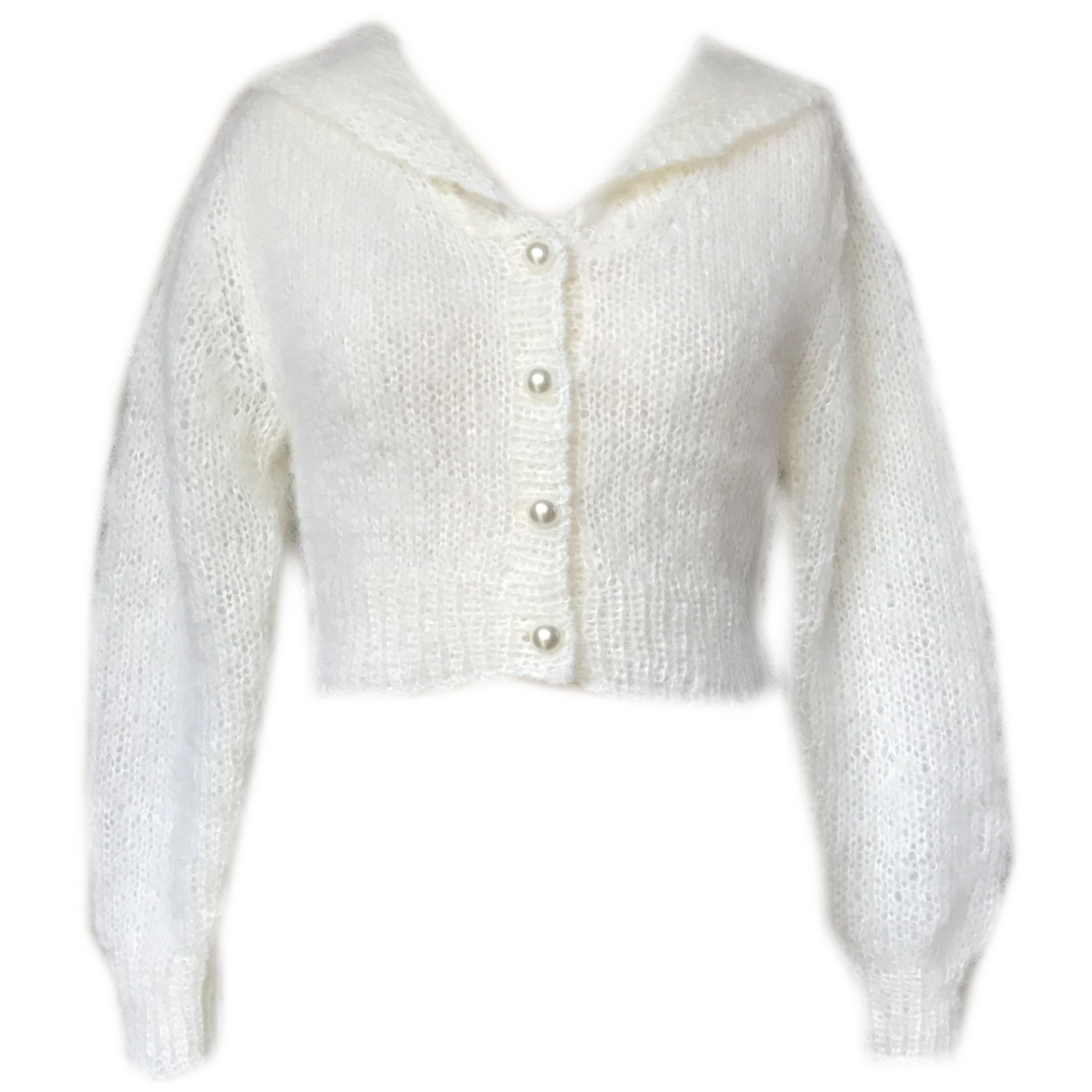 SAILOR MOHAIR CARDIGAN WHITE セーラーモヘアカーディガン ホワイト