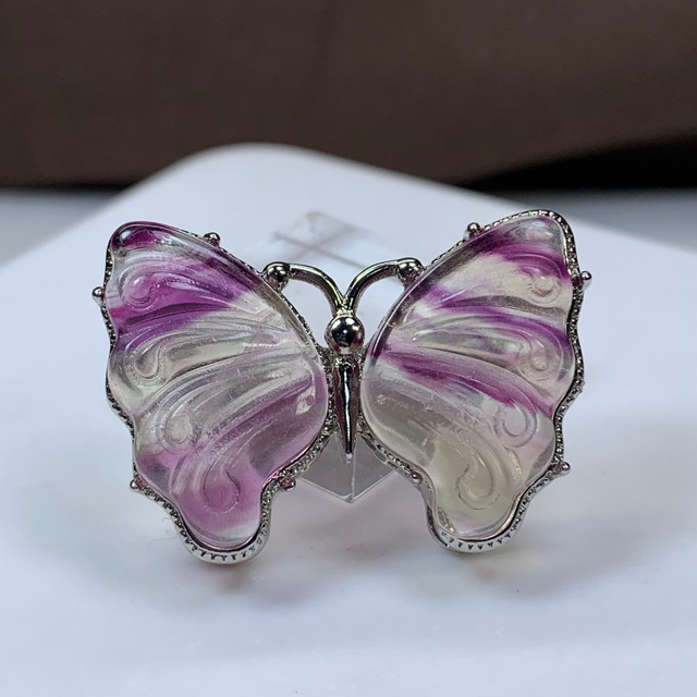 3.フローライト蝶々・横貫通穴☆パーツ
