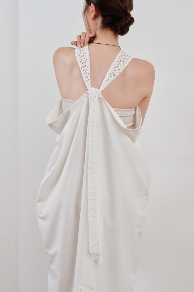 Hella lace tie over dress　レースタイオーバードレス  White