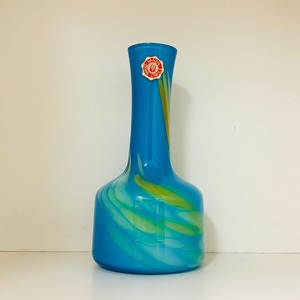 レトロ　花瓶　フラワーベース　H17cm グラデーション　マーブル　ブルーベース　
