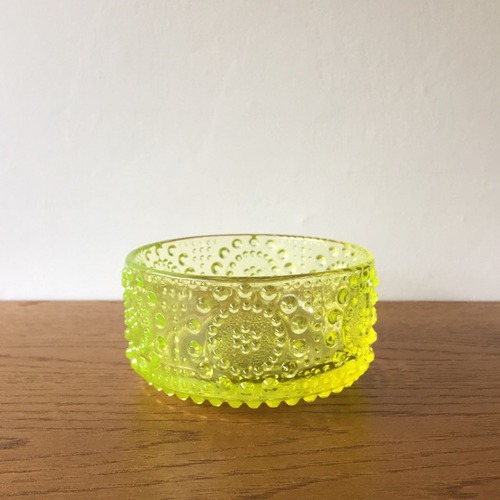 【北欧ヴィンテージ雑貨】Riihimaki Grapponia 9.5cm Glass Bowl リーヒマキ グラッポニア ボウル イエロー