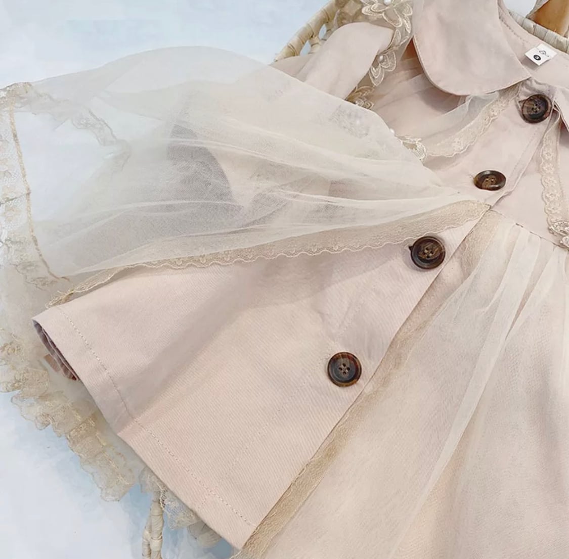 チュールワンピースコート》》》》》海外子供服 ラウンドカラー チュール ベビー キッズ フォト 撮影 ナチュラル トレンチコート ワンピース 春