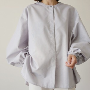 ノーカラーバルーンスリーブシャツ　A0343