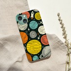 受注生産 iPhoneケース 惑星いっぱいのレトロ宇宙｜惑星柄 RFSP026A