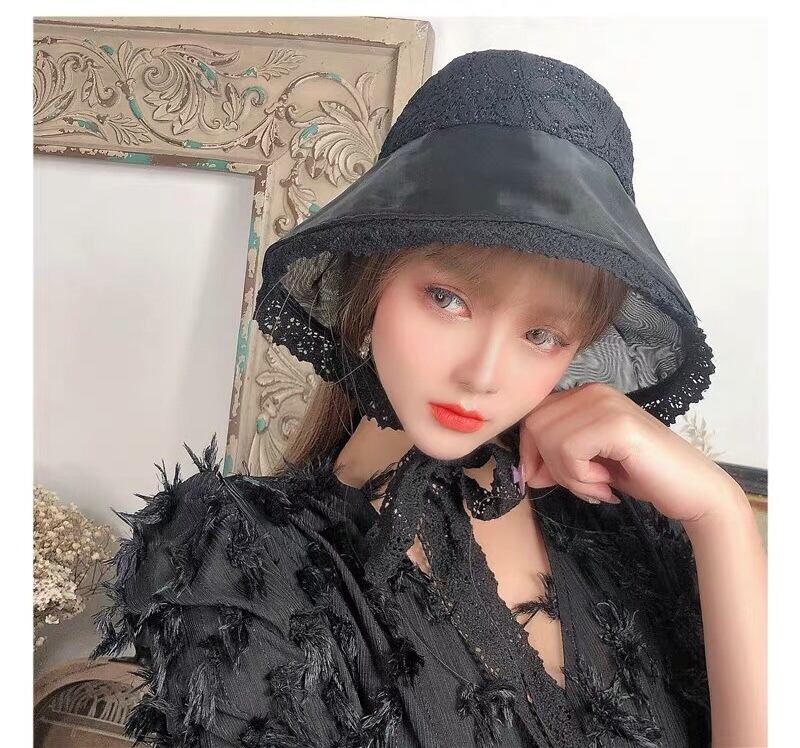 2カラー】帽子 ピンク リボン 帽子 フリル 日よけ 白 レース リボン