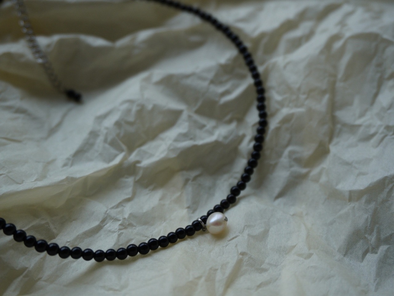 【 WAVE 】onyx × PURE point necklace