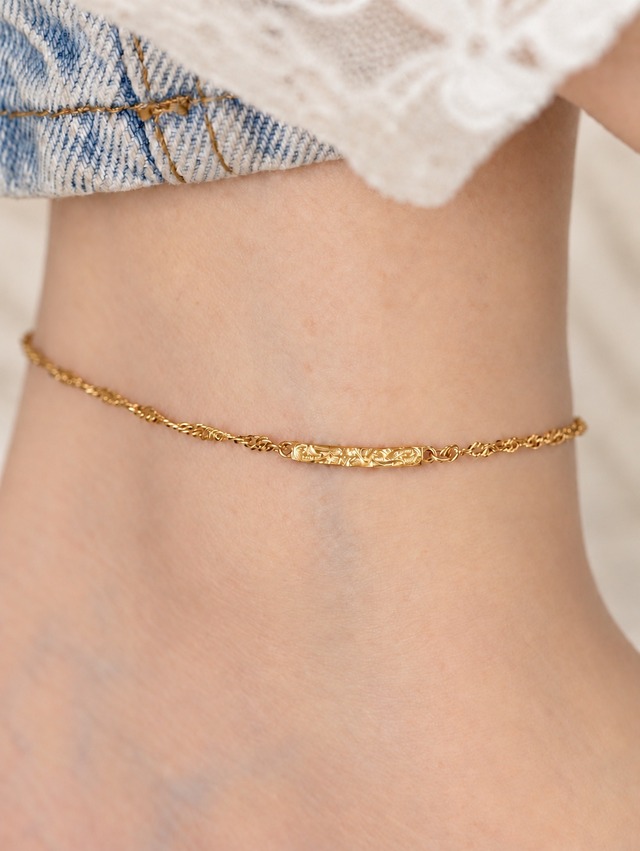【 screw 】316L plumeria bar anklet  #a23