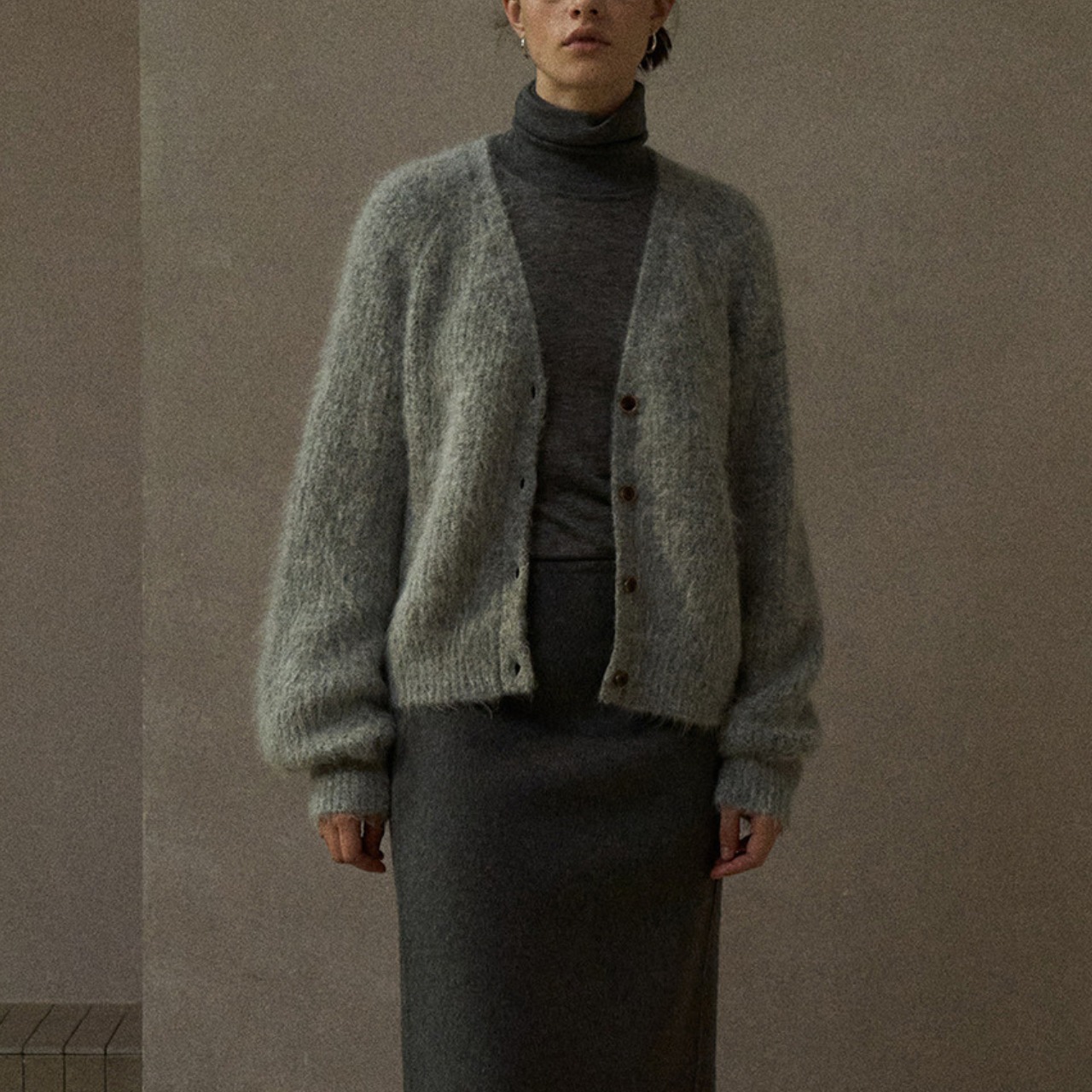 Soft Mohair V-Neck Cardigan T3911