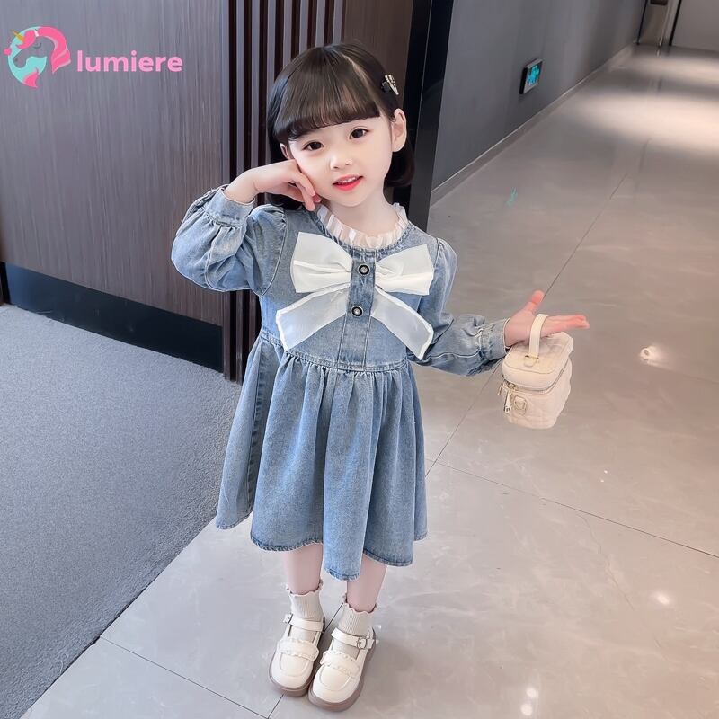 送料無料 K50 キッズ 子供服 ベビー服 キッズワンピース デニムワンピース 可愛い リボン ドレスワンピース 韓国子供服 Lumiere
