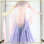 社交ダンス 衣装 zdenka arko ズデンカアルコ ドレス ワンピース スタンダード ピンク系 パープル系 ブルー系 ピンク 紫 ベロア レース フロート ダンス パーティ 発表会 デモ 競技 リメイク レディース