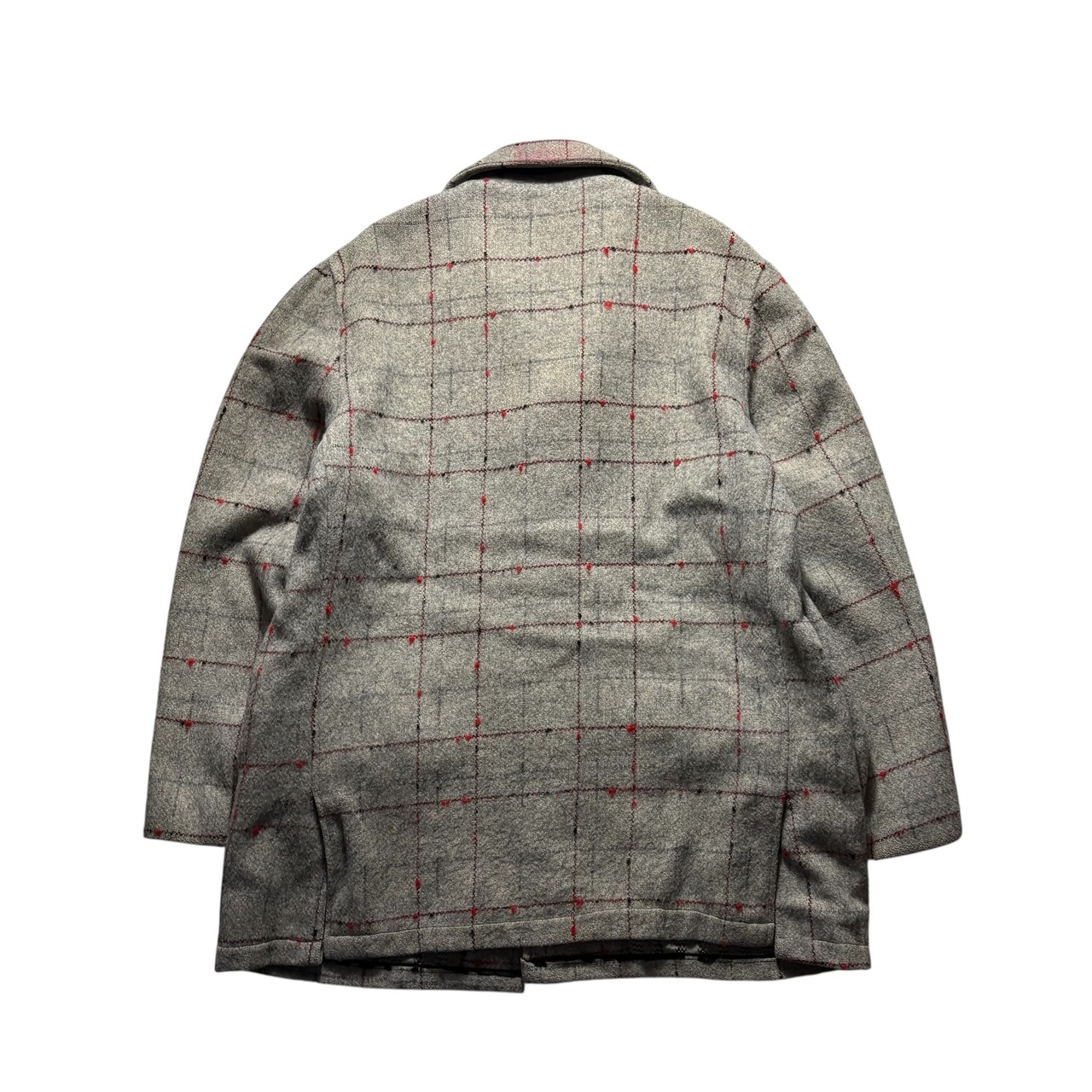 vintage 1950’s red&black nep gray wool car coat