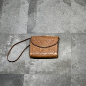 flower design leather shoulder bag