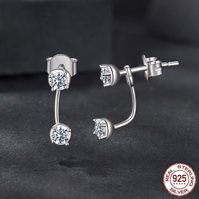 100%S925シルバーピアス モアサナイト石 高品質アクセサリー | H₂O