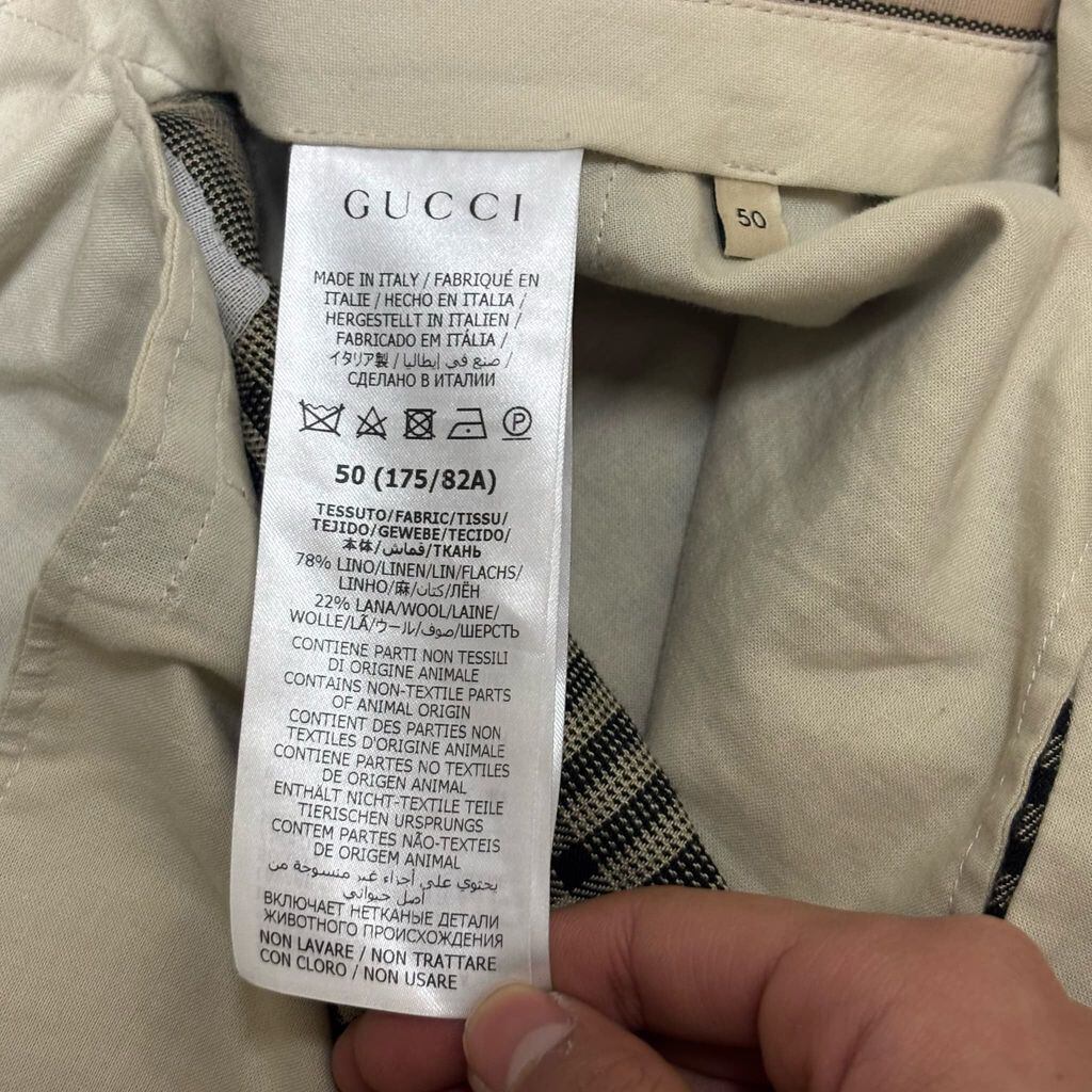 GUCCI グッチ CHECK SLACKS スラックス 672087 ZAI1L ベージュ size:50