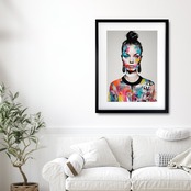 Colorful｜女性肖像をカラフルに描いたアブストラクトアートポスター｜モダン・北欧・ホテルライクに映えるおしゃれ壁掛けインテリアA4ポスター