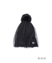 チュールポンポンビーニー (BLACK) CQ-47504