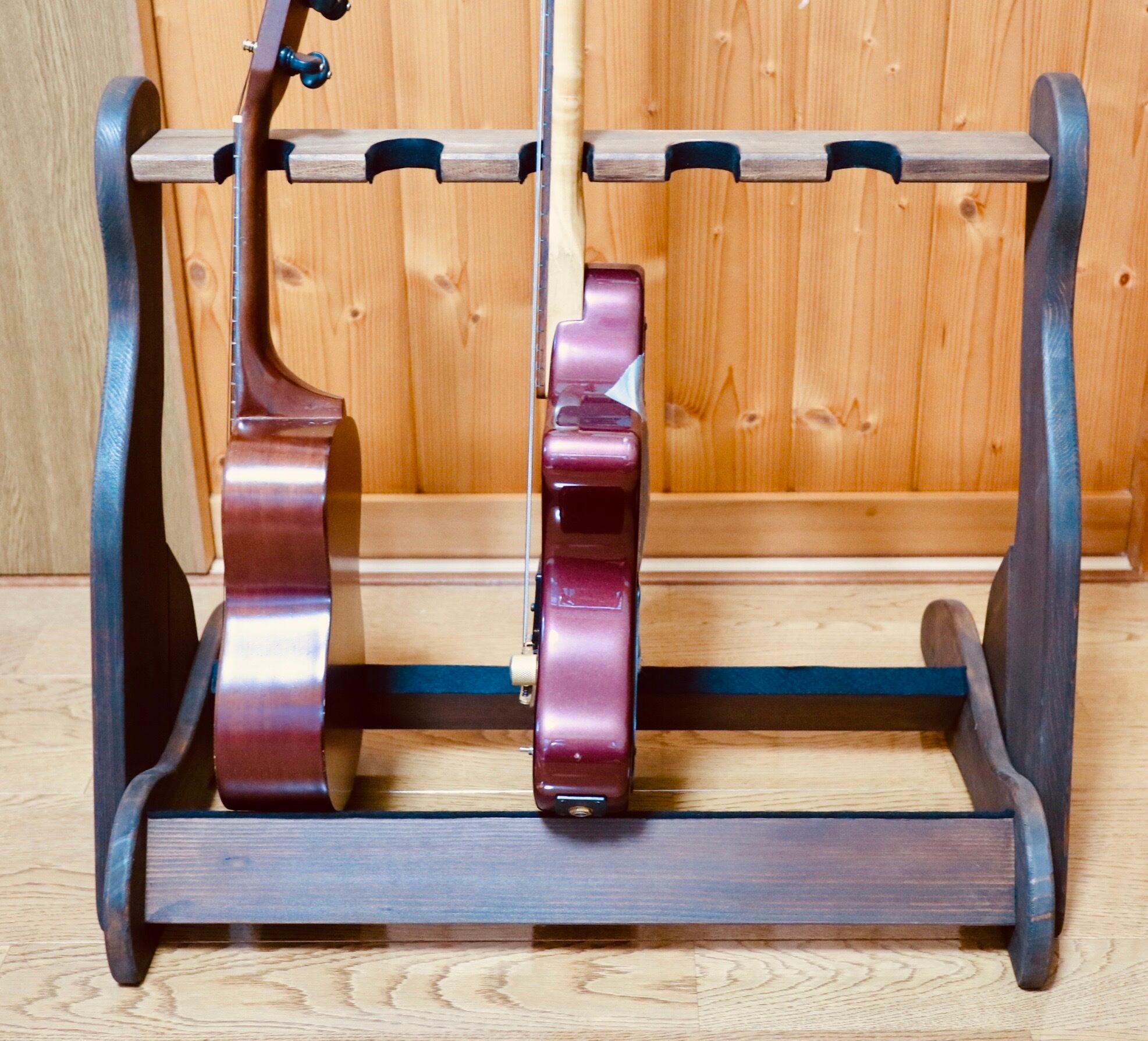 手作り木工 ウクレレ ミニギタースタンド 古材 チーク ５本掛け Tie Tools Com Tw