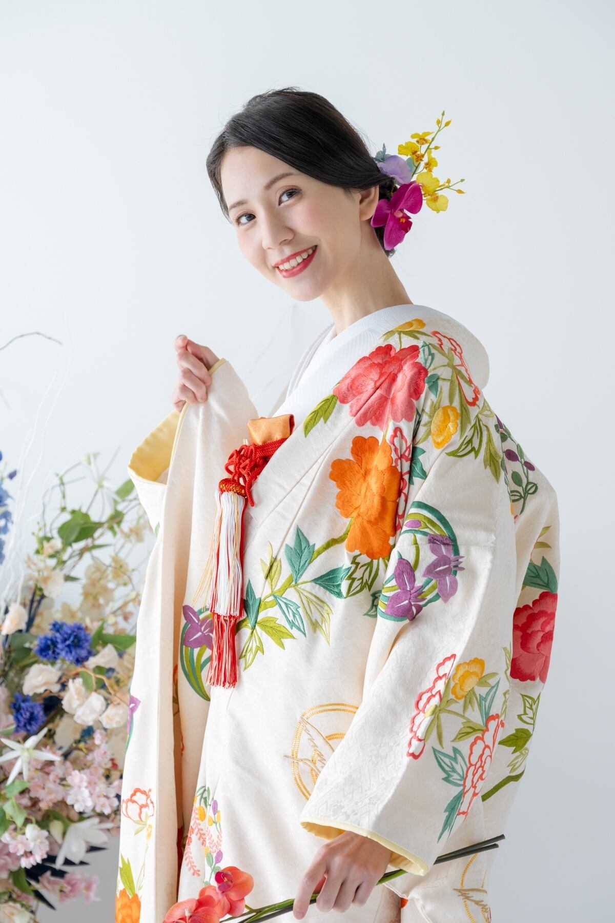 小紋　フルセット　紬　鳥と花　着物　お出掛けに　お買い物にP1 000000023772-02.jpg?size=l&w=