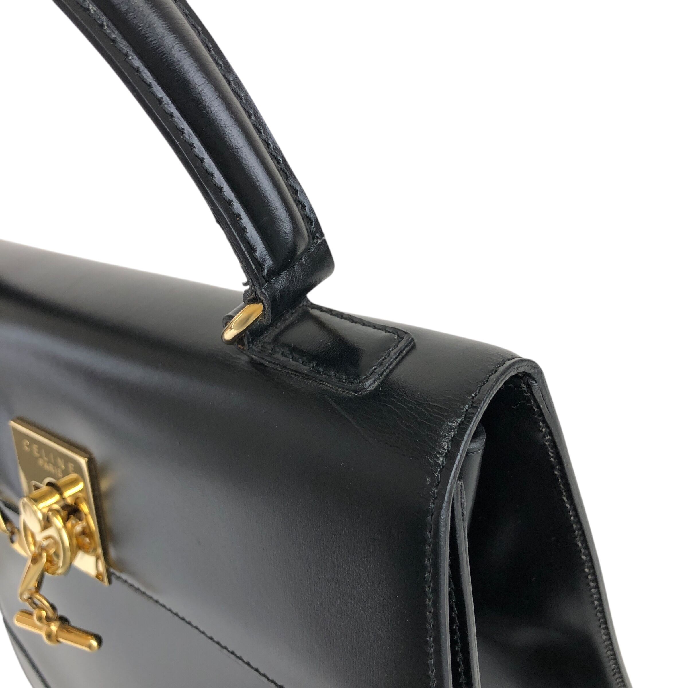 CELINE セリーヌ ハンドバッグ ブラック ガンチーニ チェーン レザー
