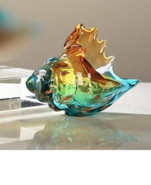 置物　巻貝　シェル　 貝　オブジェ　グラスシェル　ガラス　オーナメント　インテリア　雑貨　アンバーグリーン