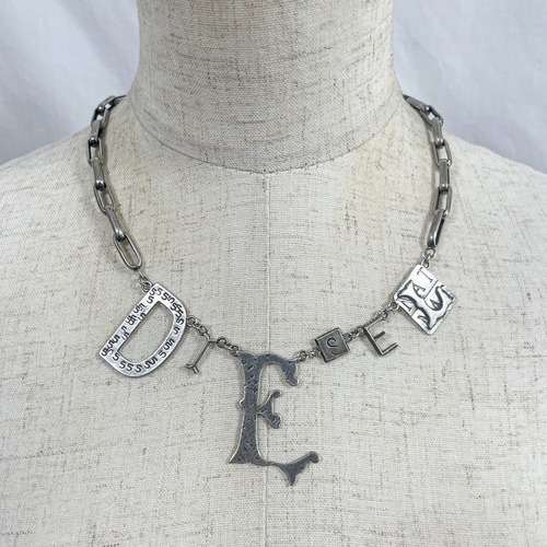 Old DIESEL 925 Silver Alphabet Logo Chain Necklace