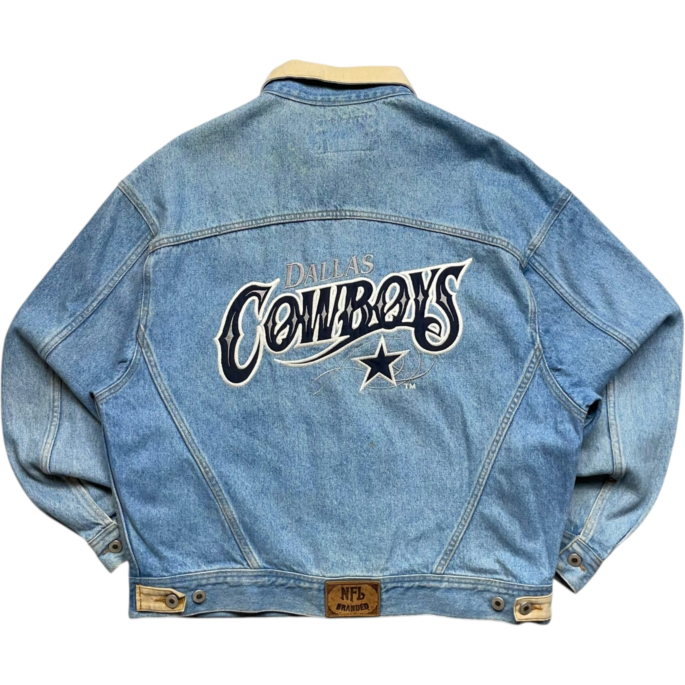 《L》 NFL BRANDED デニムジャケット ダラス・カウボーイズ 刺繍ロゴ ブルー 90年代 vintage no.9321