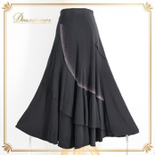 社交ダンス 衣装 prima boutique プリマブティック スカート レッスンウェア ブラック系 ラインストーン キラキラ 練習 レッスン 黒 伸縮 ストレッチ 上品 レース フリル ダンス衣装 イベント ステージ パーティー レディース