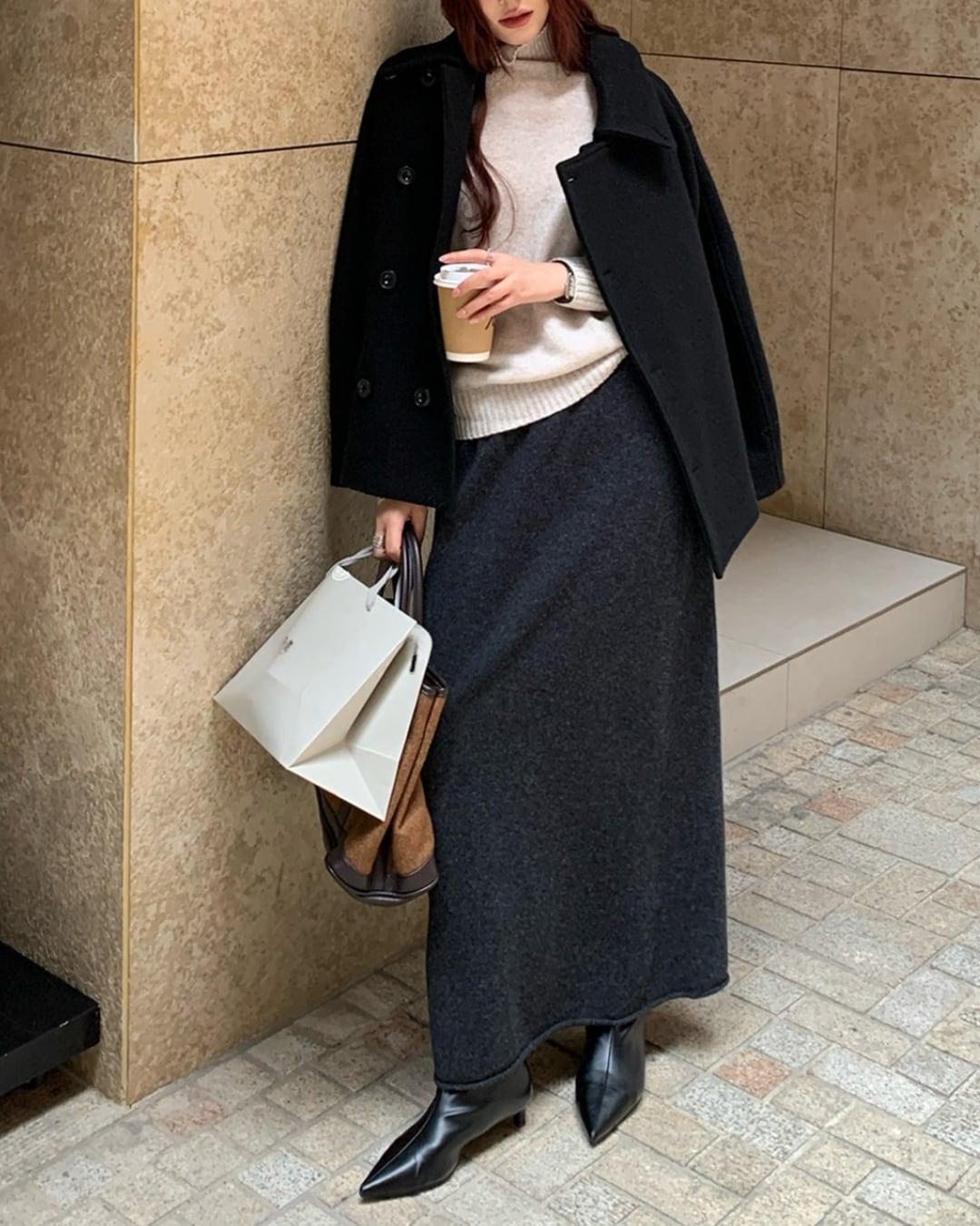 ダブルボタンベルトショートコート A25347