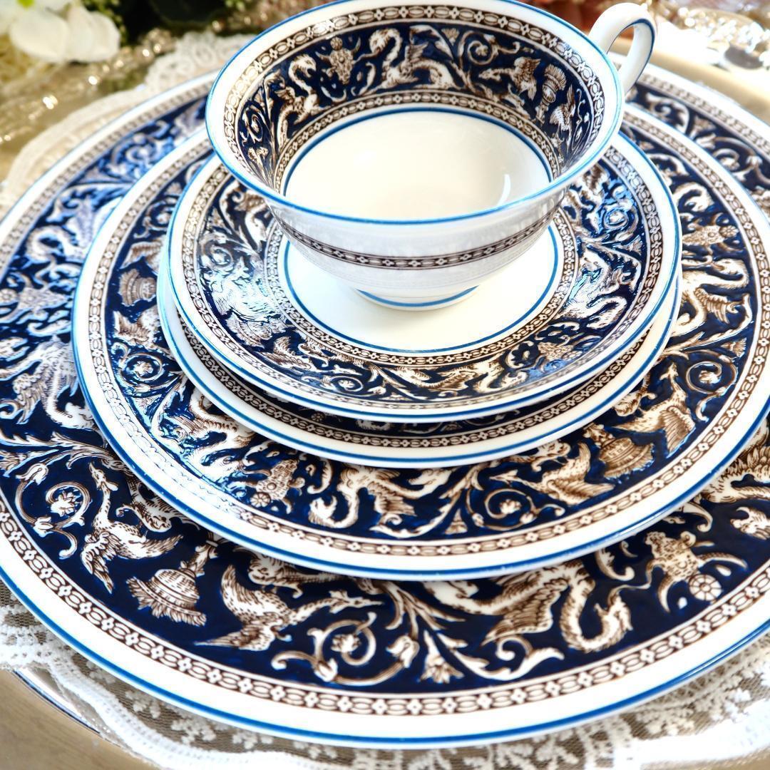 英国 素敵 ウェッジウッド フロレンティーン コバルトブルー 5ピース