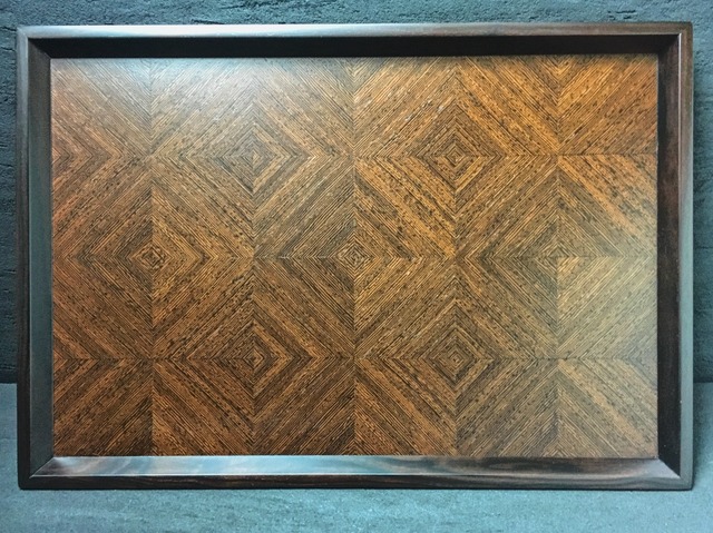 mahogany　checker tray　長手盆　0015