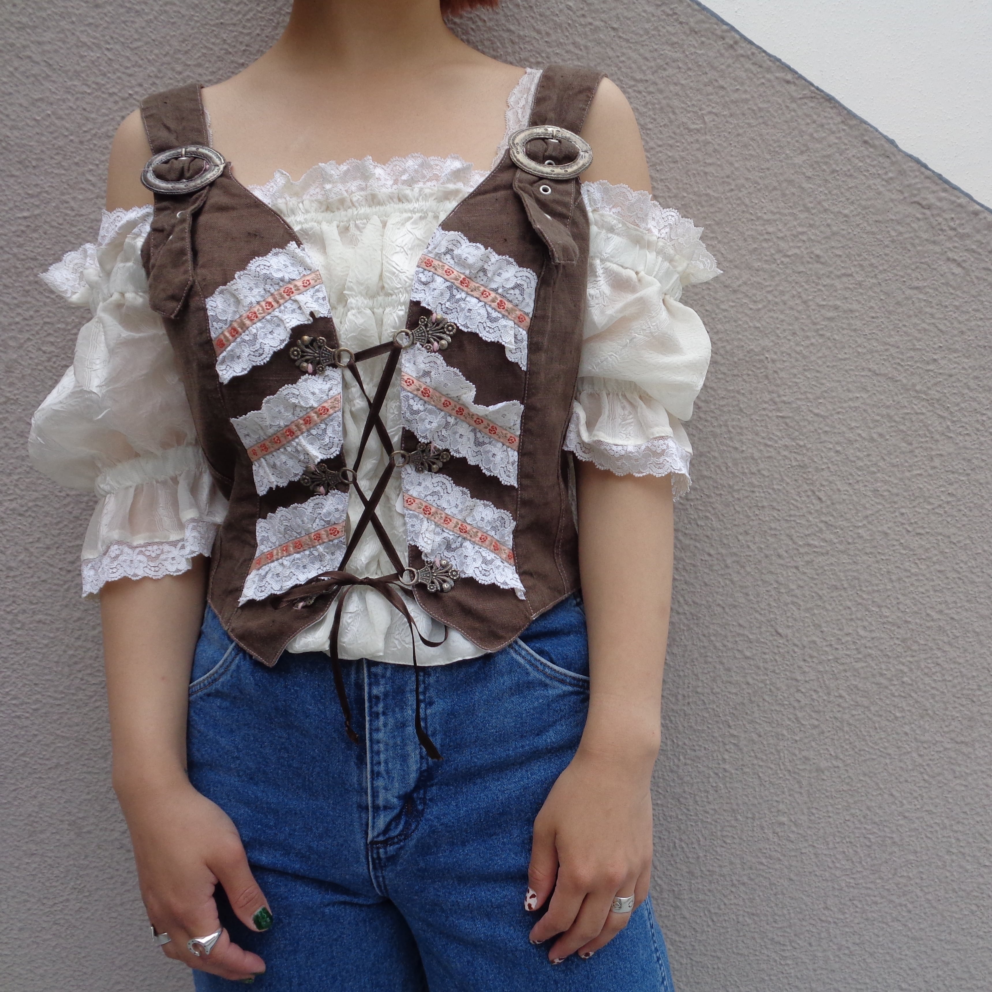 European tyrol bustier blouse ／ヨーロピアン チロルビスチェ ブラウス   BIG TIME ｜ヴィンテージ 古着  BIGTIMEビッグタイム powered by BASE