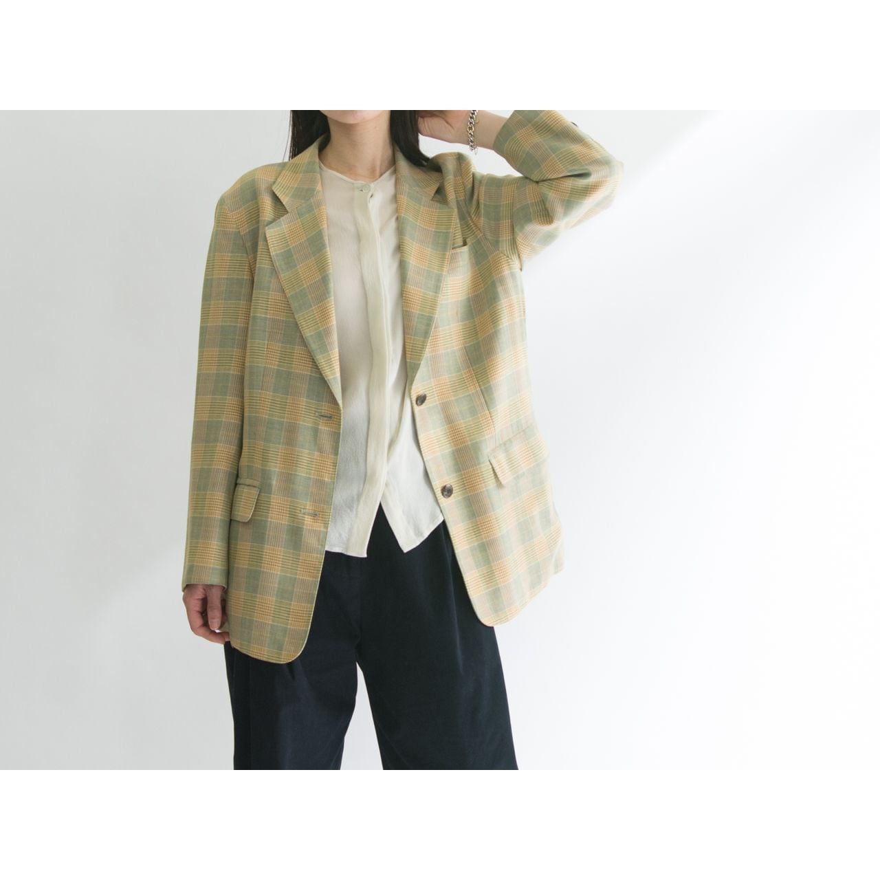 Christian Dior SPORTS】Wool-silk check pattern tailored jacket ...