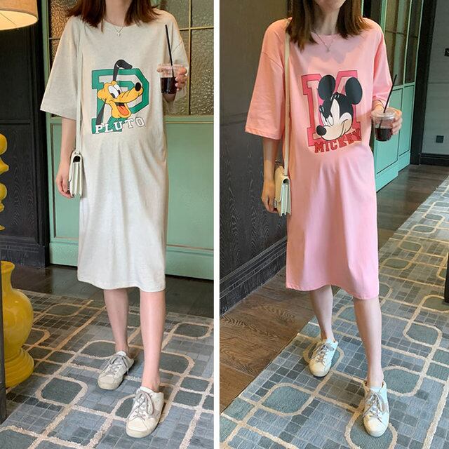 マタニティ ワンピース 可愛いキャラクター等絵柄のカジュアルマタニティーワンピース マタニティ ベビー キッズ の店 Y