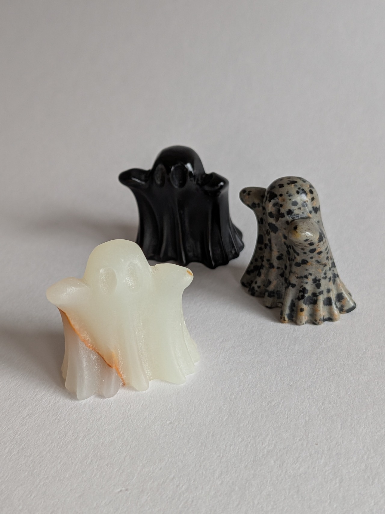 Dalmation Jasper・Agate・Black Obsidian ダルメシアンジャスパー・アゲート・ブラックオブシディアン  ⭓ 可愛いお化け3兄弟 ⭔ CARVING