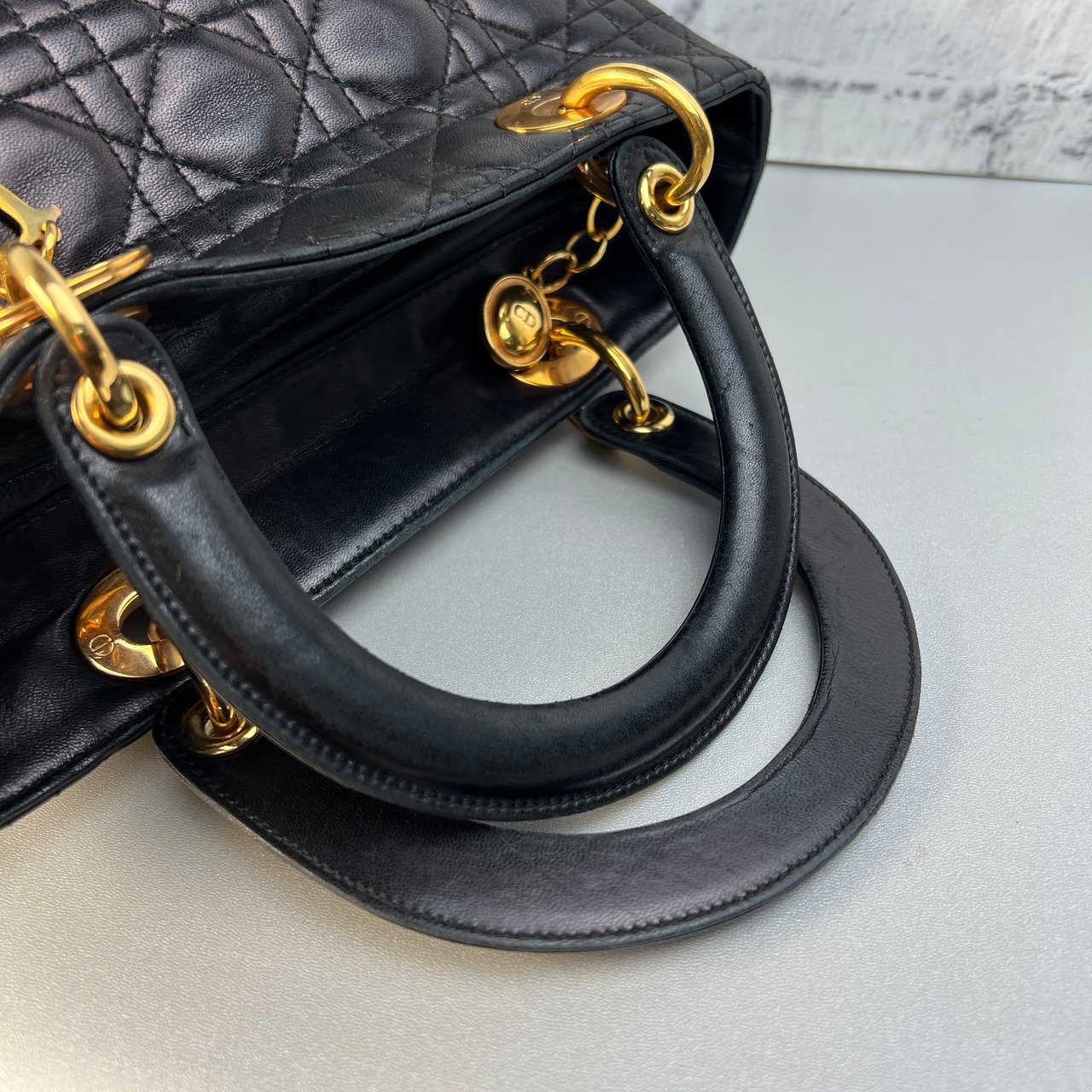 Diorレディディオール ミディアムカナージュ  ハンドバッグ ブラック A-9514